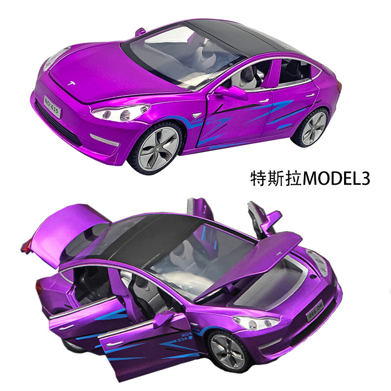 原厂车模1/32特斯拉model3 X合金模型车吃鸡版回力儿童玩具小汽车 - 图1