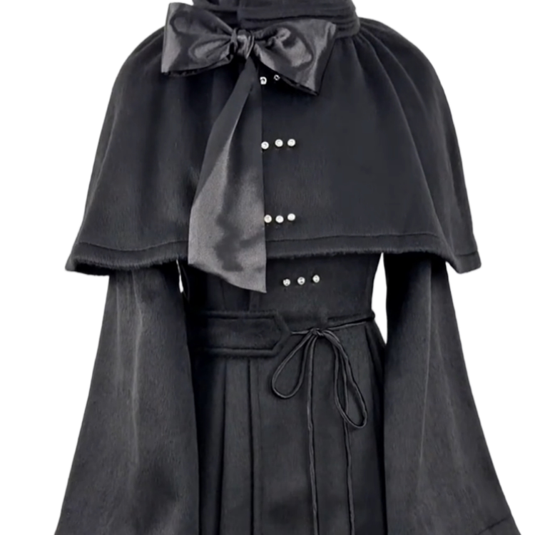 复古暗黑系哥特风套装女冬季新款黑色斗篷披肩+长款连衣裙两件套,淘宝优惠券,粉丝福利购,淘宝优惠卷