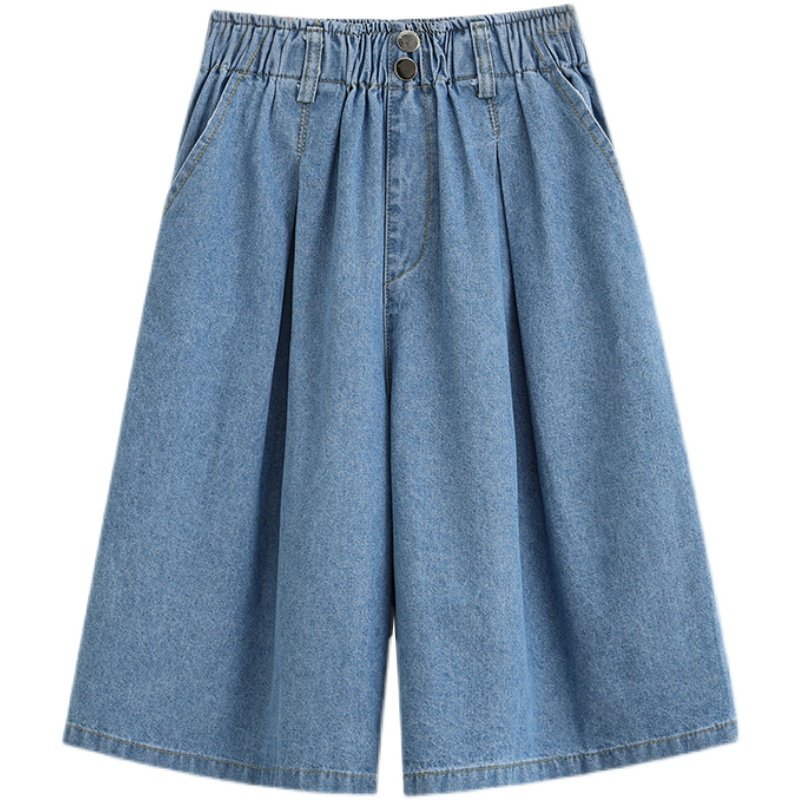 夏季女装批新款发时尚高腰显瘦阔腿中裤宽松大码胖mm牛仔五分裤潮,淘宝优惠券,粉丝福利购,淘宝优惠卷