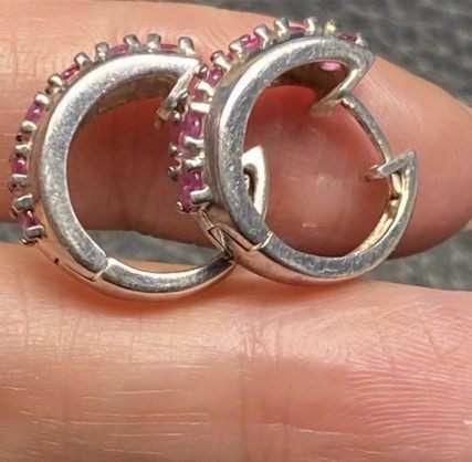 通体925银耳环银耳圈扣意大利树莓热粉复古红钢玉蓝宝石色银耳扣,淘宝优惠券,粉丝福利购,淘宝优惠卷