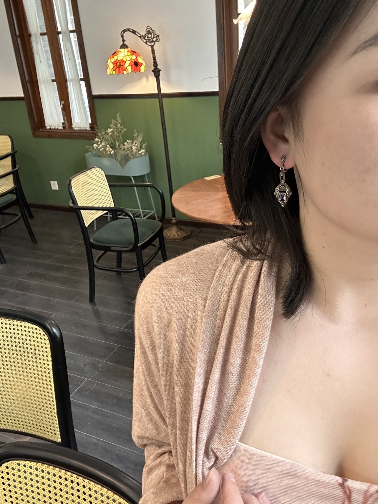 1920年代古董设计阿呆时期ArtDeco经典紫水晶银耳夹定制通体925银,淘宝优惠券,粉丝福利购,淘宝优惠卷