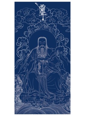 真武大帝描金画稿道家神仙神话人物临摹线稿白描底稿工笔画装饰画
