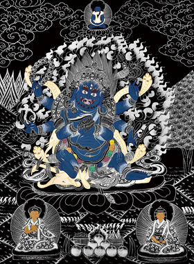 六臂玛哈嘎拉-大黑天diy手绘唐卡