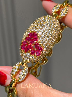 LAMUANA桃之夭夭手链轻奢高级感红色宝石新年系列礼物97639