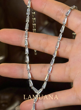 LAMUANA极细灵蛇排钻项链小众设计时尚简约满钻锆石颈链Y字92955