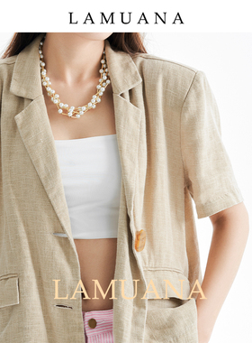 LAMUANA纽花珍珠项链小众设计多层琉璃珍珠颈链高级感首饰女55660