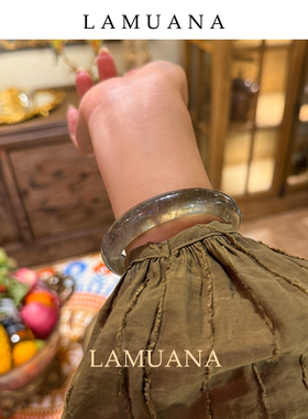 LAMUANA天然绿水晶手镯光泽润滑艺术感肌理天然石手环手链女84486