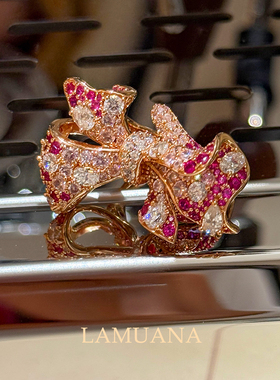 LAMUANA仙女粉蝴蝶结戒指高级轻奢感可爱复古S925银戒礼物女85179