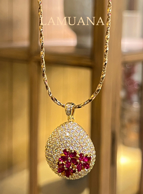 LAMUANA桃之夭夭项链轻奢高级感红色宝石锁骨链新年系列礼物99886