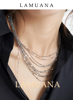 LAMUANA灰线多层流苏项链
