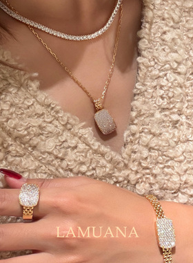 LAMUANA满钻表带戒指法式复古ins简约时尚百搭食指戒97721