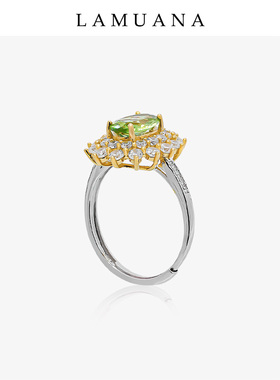 LAMUANA橄榄石小星芒高级感925银戒指个性时尚复古设计女礼物9606