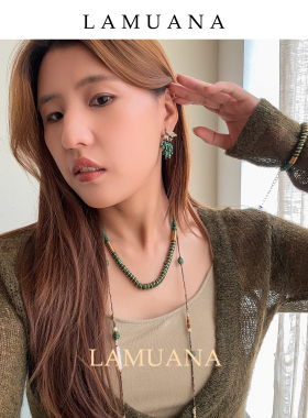 LAMUANA孔雀绿串珠手串小众设计感天然石手链腕饰叠戴女礼物