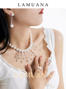 LAMUANA流光星落系列珍珠choker复古项链原创设计短款颈链60732