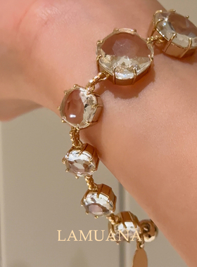 LAMUANA Artdeco复古果冻切割钻芒星系列小众设计感白钻手链94812