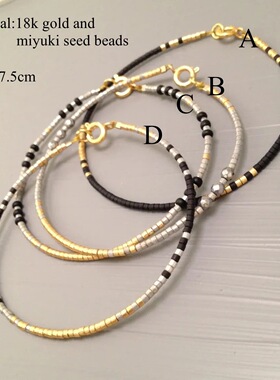 ins小众欧美复古风时尚Miyuki米珠编织手工串珠极细女生小手链女