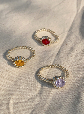 宝石糖串珠戒指纯手工编织小众设计感高级复古指环