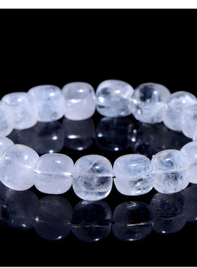 盖亚回声 天然7A级白雪花幽灵糖豆手链 白色雪花随形手串饰品礼物