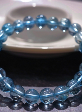 盖亚回声 天然7A级蓝托帕手链8mm蓝色托帕石手串