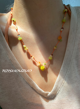 提子手作原创柠檬串珠项链