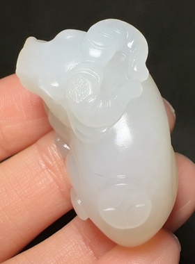 新疆和田玉籽料生肖牛白玉手把件苏工精品男女款玉器挂件玉佩