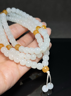 新疆白玉籽料老型珠项链手链6*7mm 项链 珠子细腻多圈手链