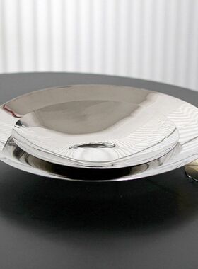 极简创意飞碟圆形水果盘摆件酒店餐具会所浅底果盘零食收纳盘饰品