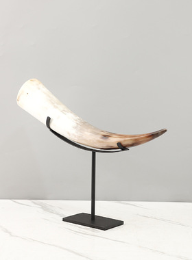 现代简约几何手工牛角艺术装饰摆件客厅玄关书房电视柜家居装饰品