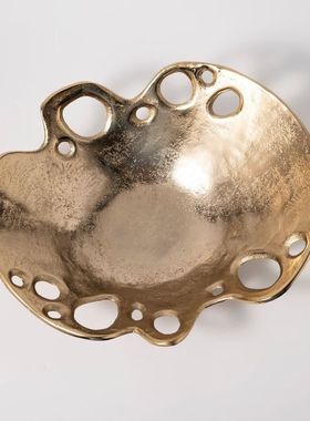 欧式轻奢金色异形花瓶不规则托盘摆件玄关花器装饰水果盘桌面装饰