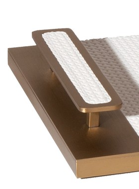 现代简约高端编织皮革金属托盘带把手酒店餐厅家居收纳盘装饰