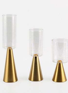 创意圆球玻璃花瓶酒杯托盘套装摆件样板间厨房餐厅餐边柜桌面饰品