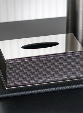 轻奢设计师编织皮革纸巾盒摆件客厅书桌酒店样板房抽纸盒软装饰品