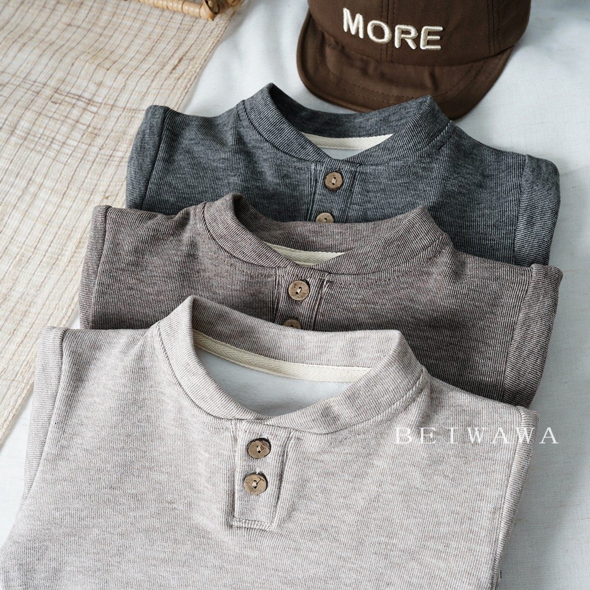 秋冬儿童软糯彩棉打底T恤上衣 男童宝宝森系立领长袖内搭体恤衫,淘宝优惠券,粉丝福利购,淘宝优惠卷