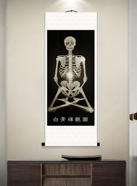 白骨禅观图修行结缘禅修堂图不净观办公室书法玄关新款墙挂画卧室