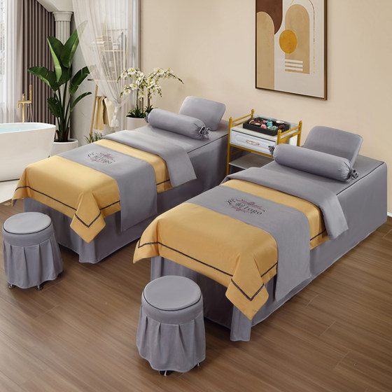 Beauty bed cover four-piece set bed cover light luxury beauty salon high-end massage bed sheet bed skirt bed sheet universal style four seasons