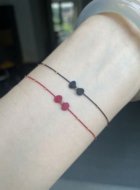 18k金微缩爱心微缩蝴蝶结限量版手链升级版可做密集珠珠