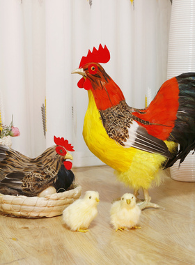 仿真羽毛会叫打鸣大公鸡家禽道具