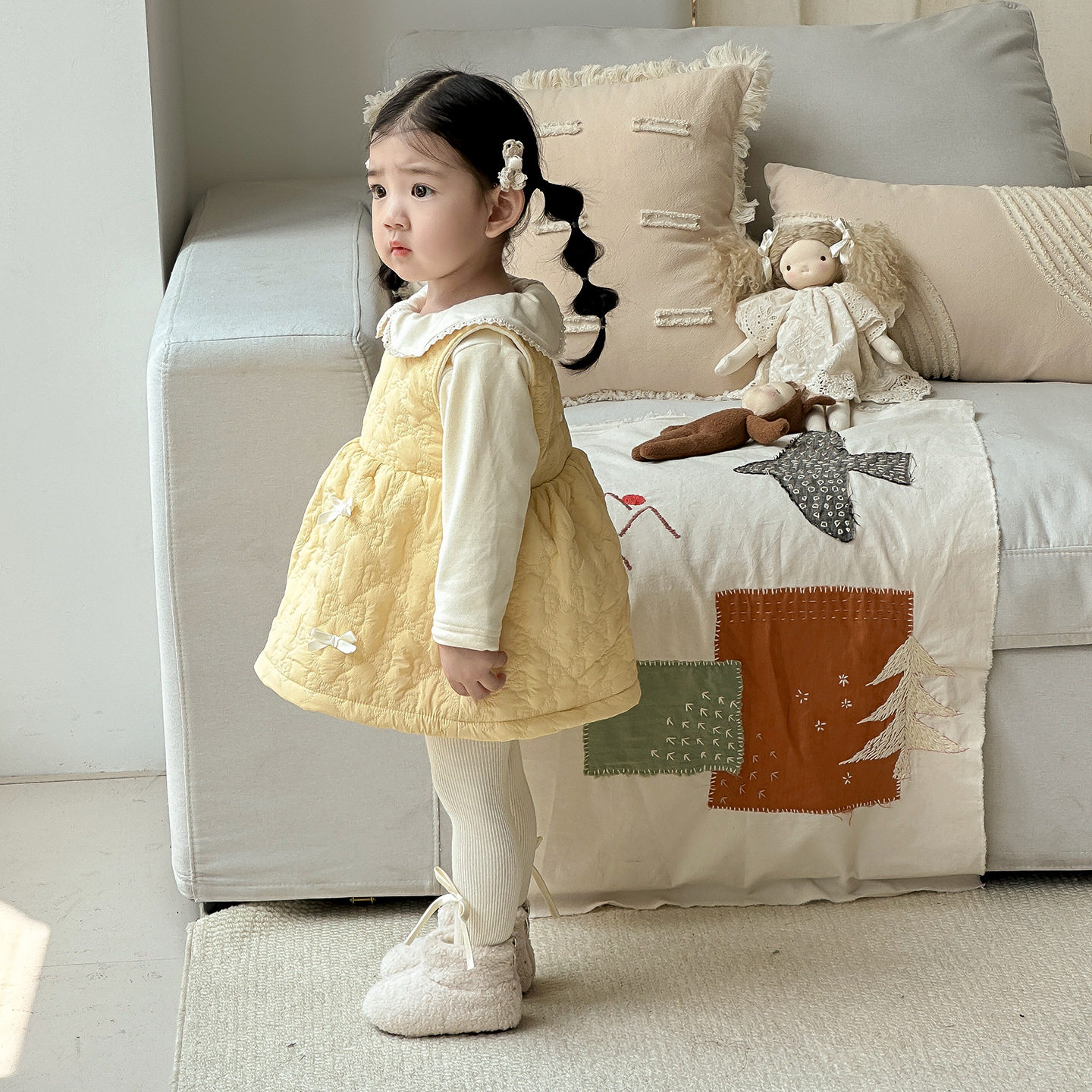 三折专区点兮2025秋冬新款婴幼儿绗棉背心裙套装宝宝夹棉裙子打底,淘宝优惠券,粉丝福利购,淘宝优惠卷