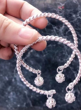 纯银七夕情人节礼物一步一响手环