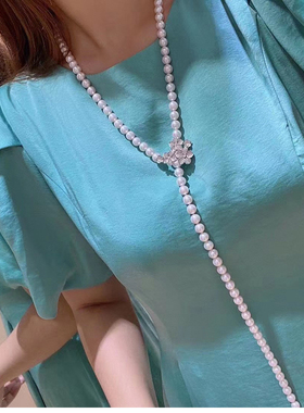 单圈长款时尚达人贝珠项链饰品