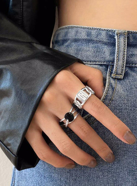 925纯银饰品中性气质戒指时尚个性朋克创意独特街头特色感性指环
