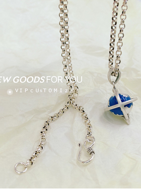 纯银饰品可旋转锁骨链吊坠