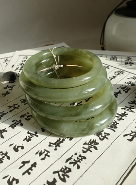 和田玉晴水料圆条手镯圆镯飘花