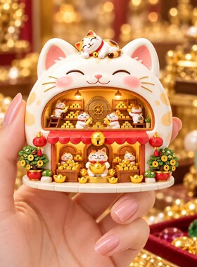 招财猫金店树脂浮雕磁吸冰箱贴跨境装饰品春节礼品纪念品伴手礼