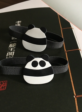 原创牛皮手账本绑带 可爱熊猫真皮卡通手账本装饰挂件 笔记本松紧