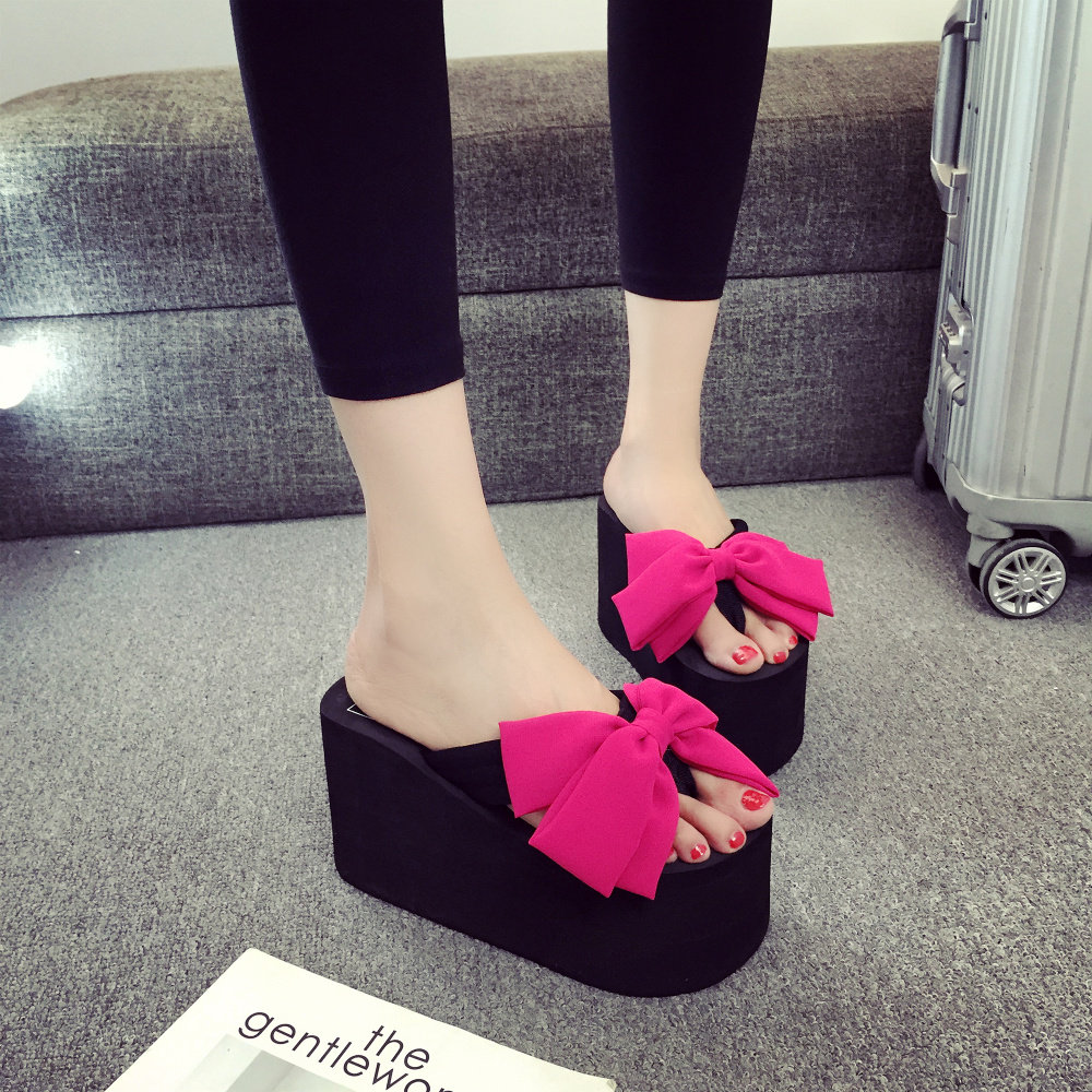 松糕厚底凉拖鞋蝴蝶结韩版2025夏季新款外穿时尚坡跟人字拖夹脚女,淘宝优惠券,粉丝福利购,淘宝优惠卷