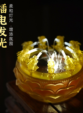 琉璃发光水供五姓黄财神黑财神