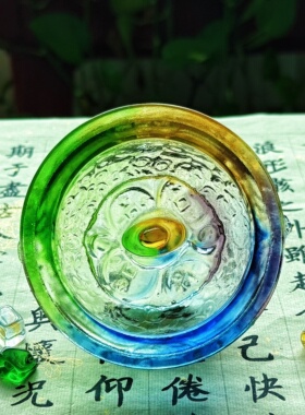 琉璃双狮聚宝盆中式吉祥招财摆件