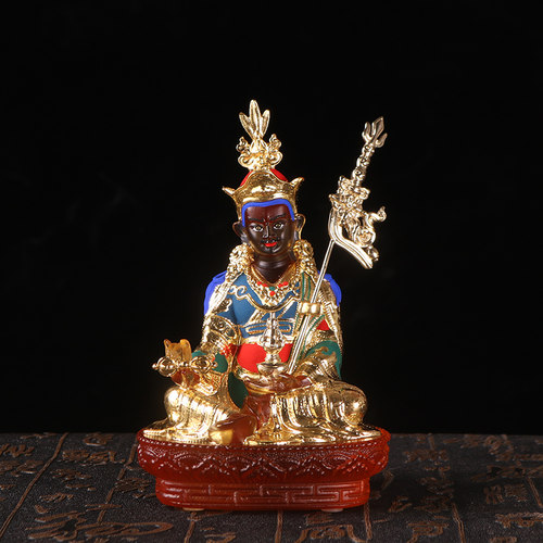 古法琉璃莲花生大士师佛像莲师贴真金身像礼佛家供奉工艺用品摆件 - 图0