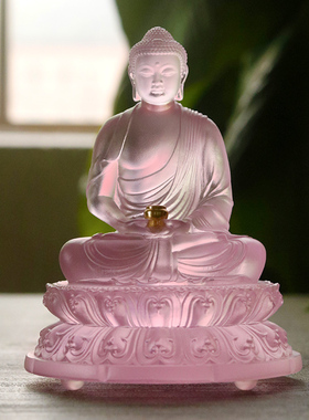 药师如来菩萨蓝色古法琉璃三宝佛